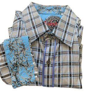 Robert Graham Flip Cuff Cherry Blossom Embroidery Statement Dress Shirt 2XL